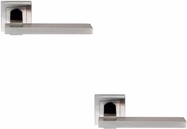 Loops 2x Pair Square Cut Rectangular Handle on Square Rose in Brushed Satin Silver Stainless Steel with Concealed Fixings