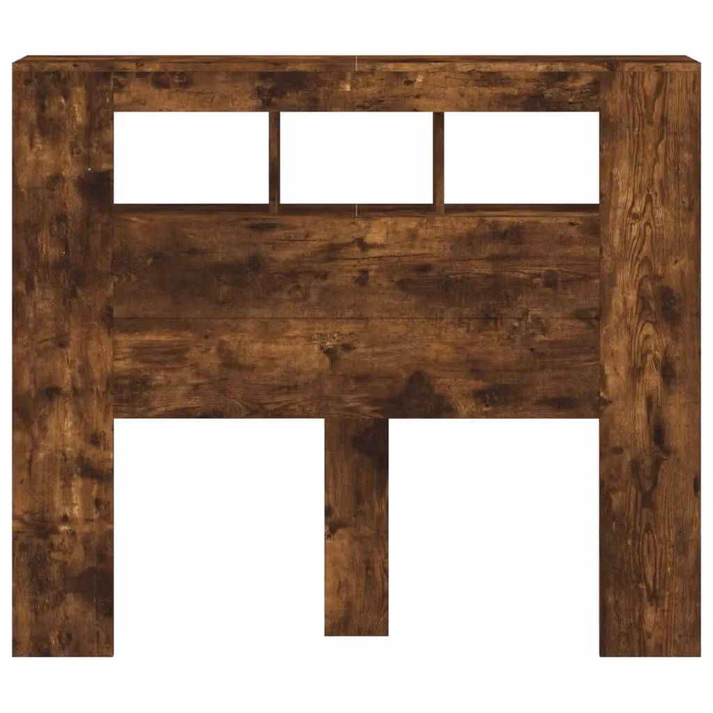 Berkfield Home Modern LED Headboard in Smoked Oak with Integrated Shelf and USB Charging Port, Brown, W/D/H: 120 x 18.5 x 103.5 cm – 5