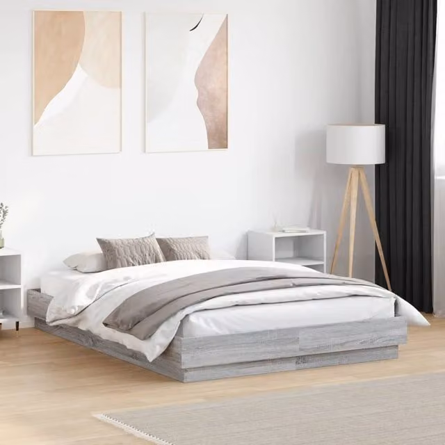 Berkfield Home Small Double Bed Frame in Grey Sonoma, W: 120 cm, L: 190 cm