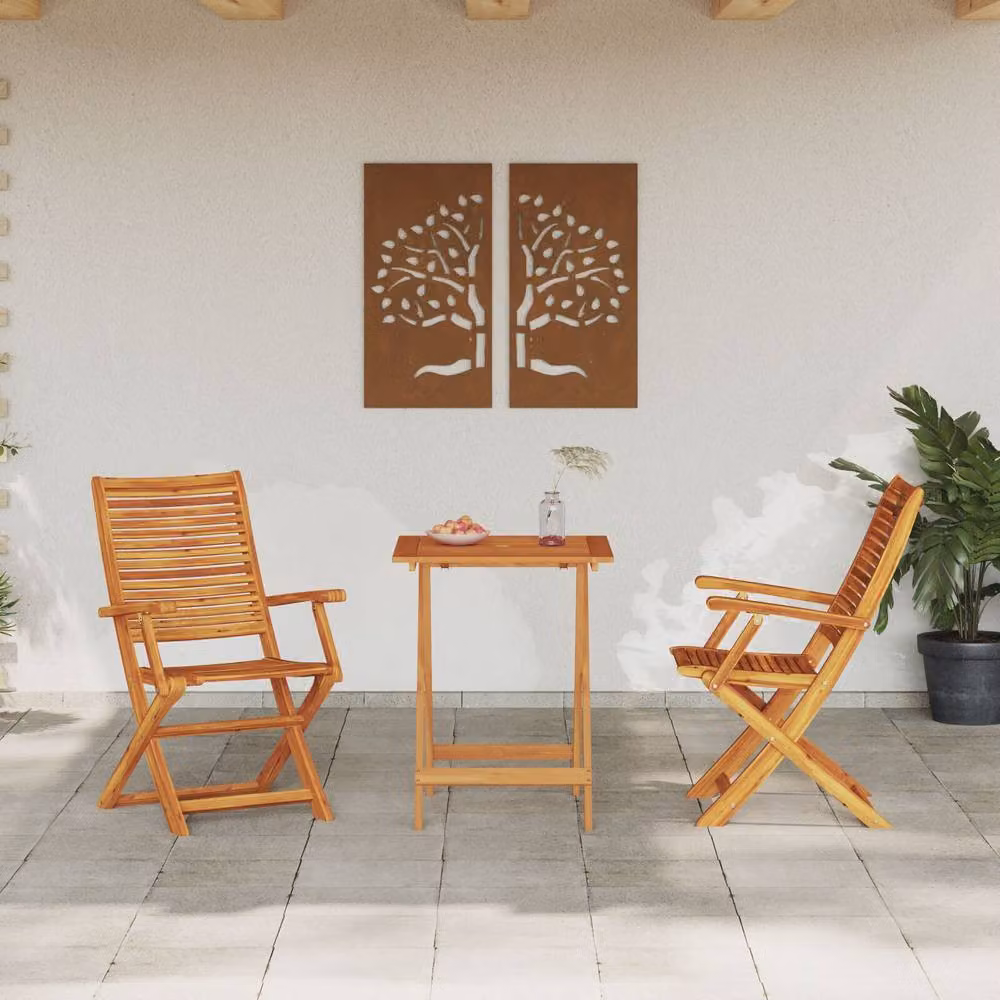 Berkfield Home 3-Piece Folding Bistro Set in Brown Oiled Acacia Wood – 3