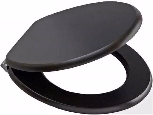 BARGAINS-GALORE Black MDF Universal Oval Bathroom WC Toilet Seat with Fittings – 1