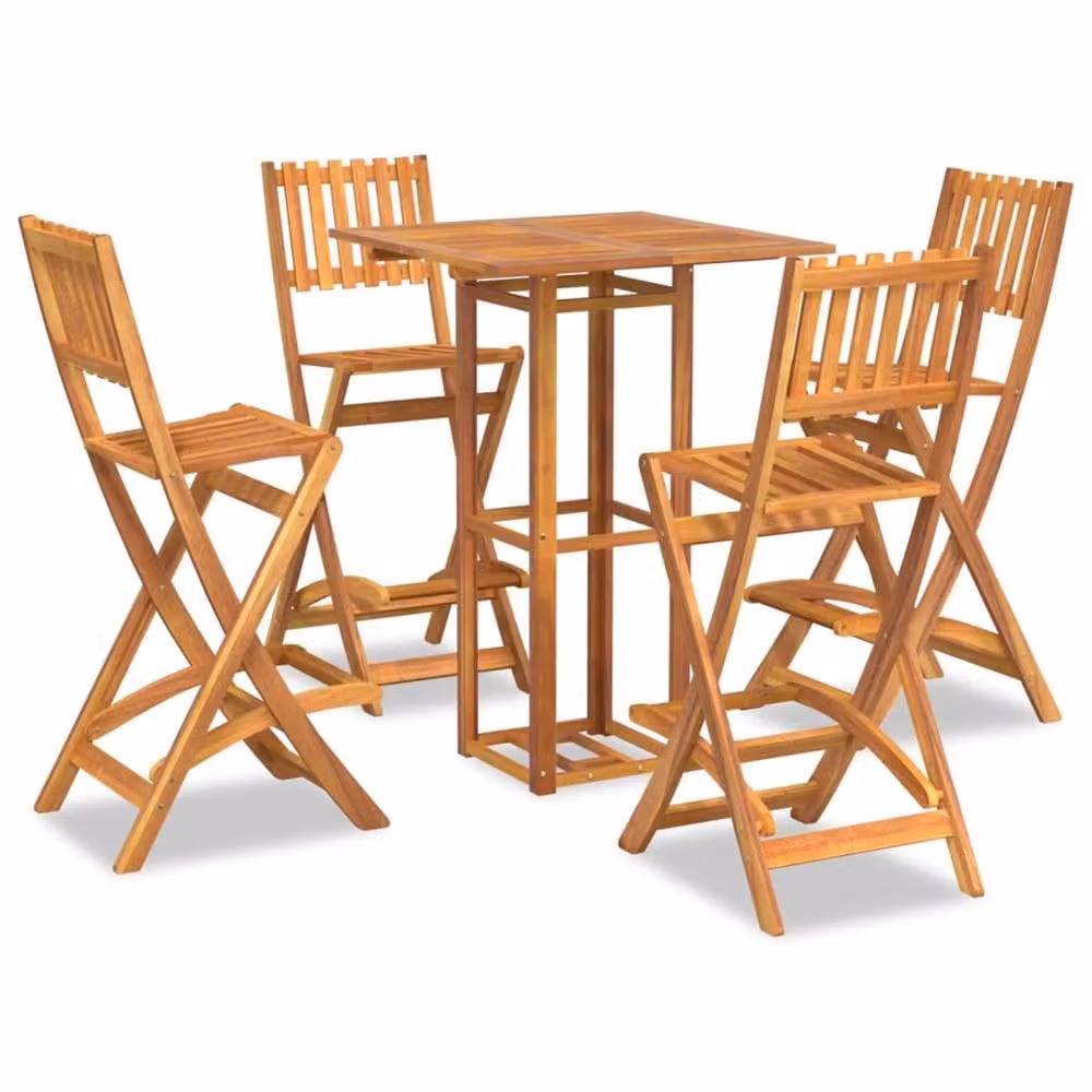 Berkfield Home 5 Piece Outdoor Bar Set in Brown Solid Acacia Wood – 2