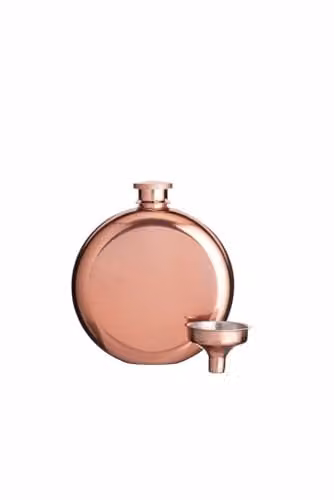 BarCraft Bronze Stainless Steel Mini Hip Flask with Decanting Funnel, 140 ml – 1