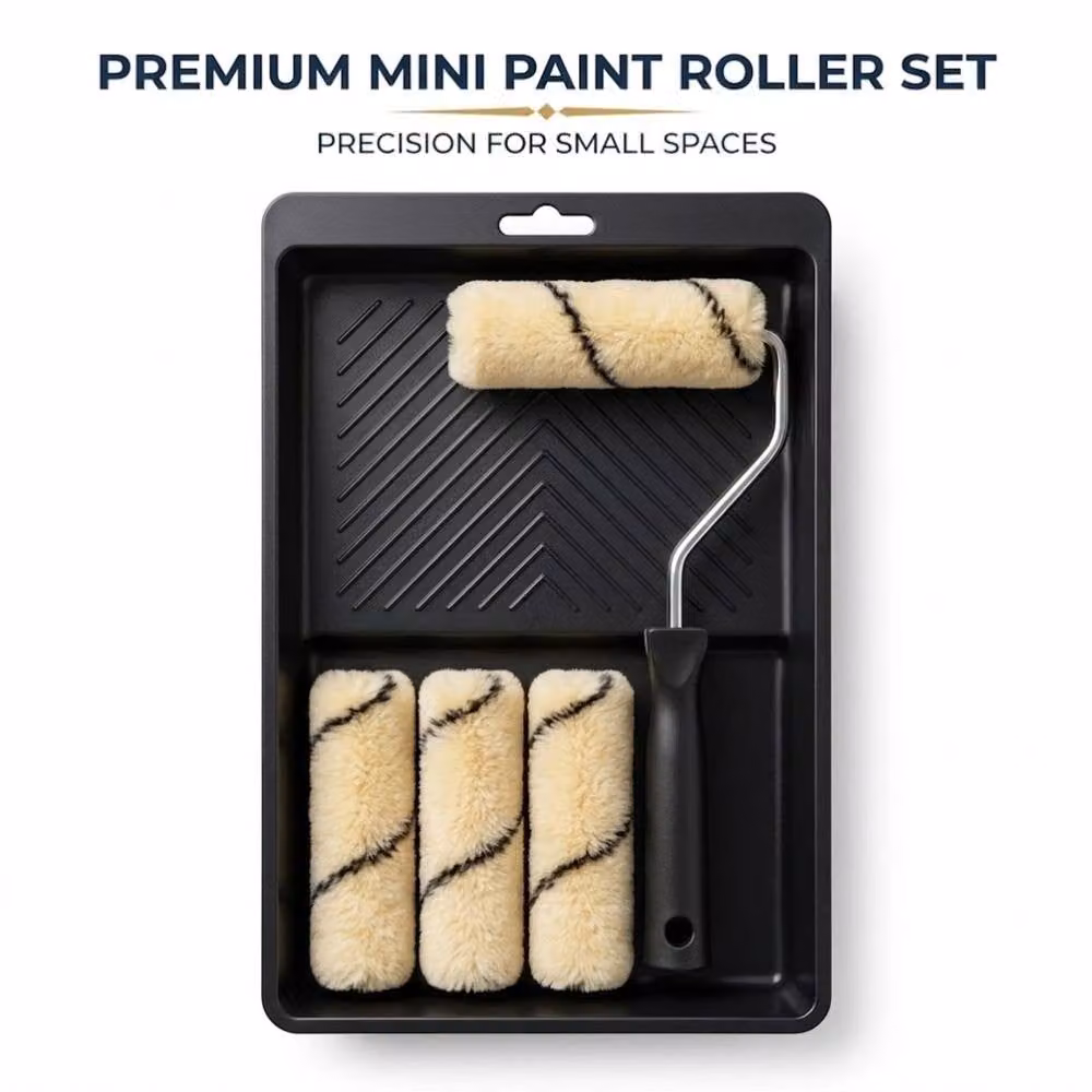 Bedsland Mini Paint Roller Set with 4 Inch Roller and 5 Multicolour Emulsion Sleeves – 2