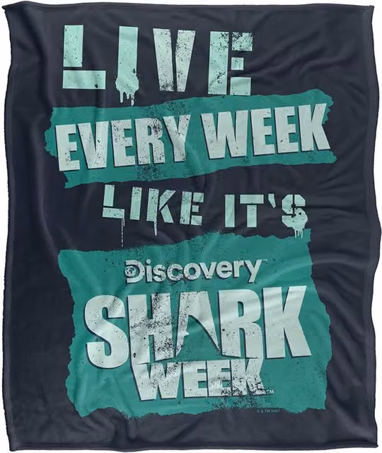 LOGOVISION Shark Week Television Series Multicolour Fleece Throw Blanket W/D/H: 152 x 127 cm – 5