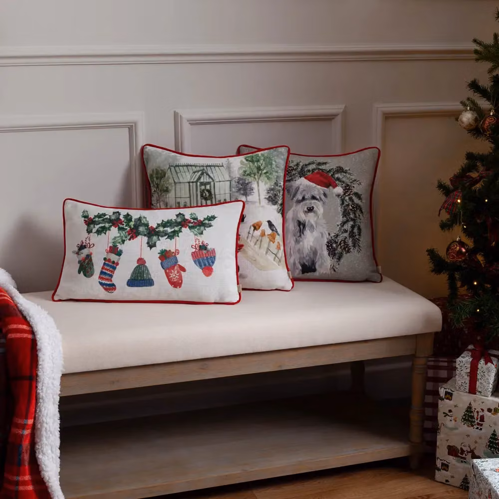 Evans Lichfield Winter Garden Printed Square Cushion, Multicolour, W/D/H: 43 x 43 x 43 cm – 3