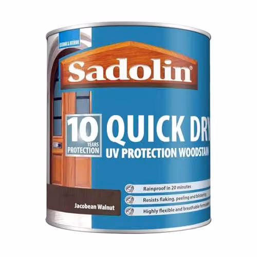 Sadolin Quick Dry Water Based Woodstain in Walnut Brown, 1 Litre