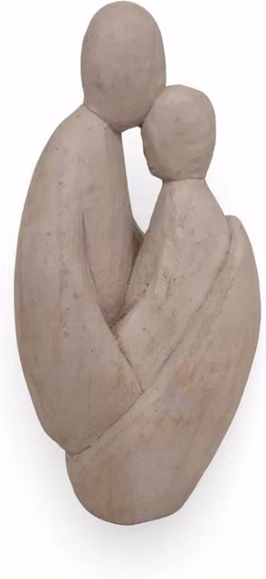 Elm Home And Garden Mango Wood Parent and Child Abstract Hug Sculpture in White – 1