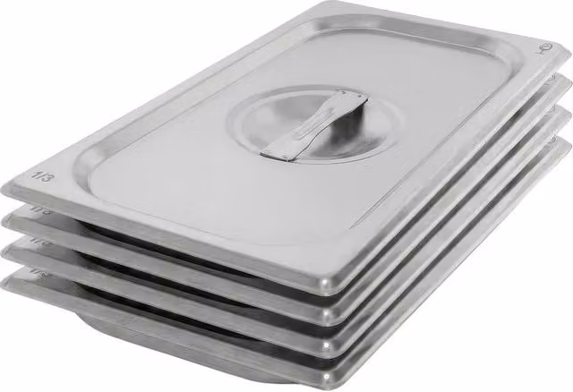Argon Tableware Stainless Steel Gastronorm Containers with Lids, 1/3 Size, 650ml, Set of 4, Silver – 2