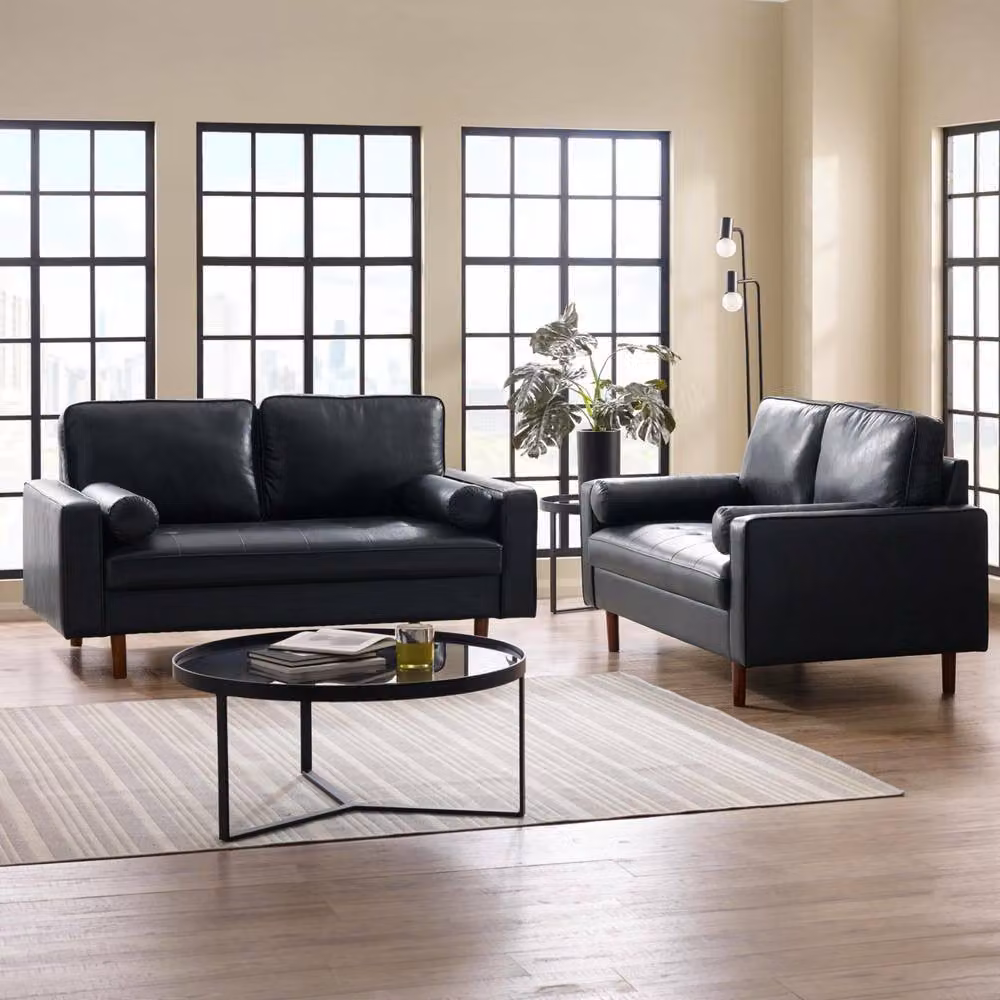 Cheshire Henley Black Faux Leather 2 Seater Sofa – 4