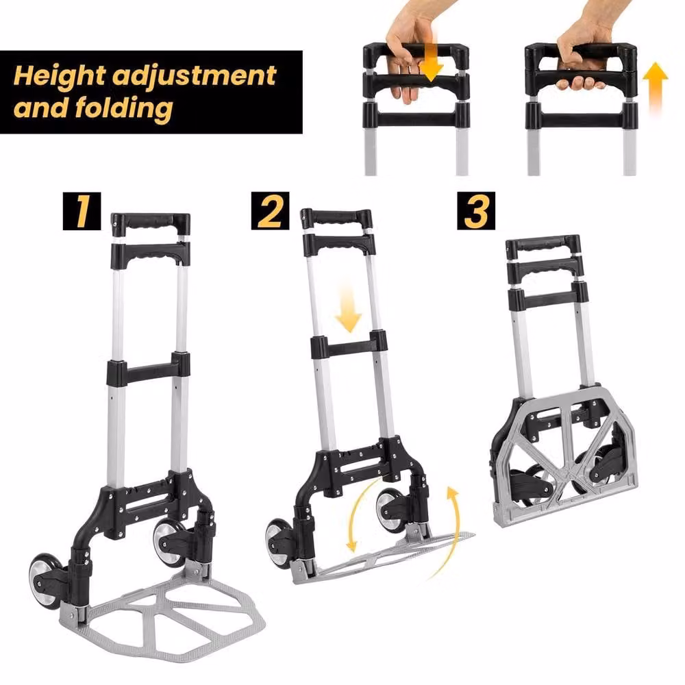 Havendro Heavy Duty Folding Aluminium Hand Truck, Silver, 60kg Capacity – 2