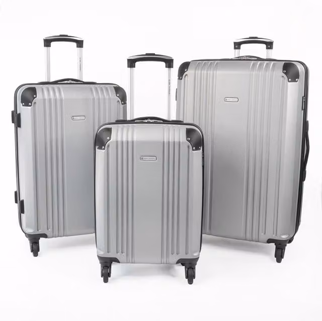 Gino Ferrari Business Travel Hard Shell Suitcase in Silver, Medium Size, W/D/H: 45 x 66 cm
