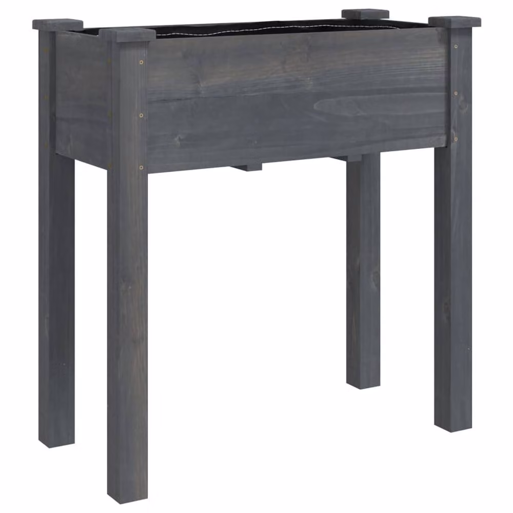 Berkfield Home Grey Solid Wood Fir Planter with Liner W: 71 cm, D: 37 cm, H: 76 cm – 3