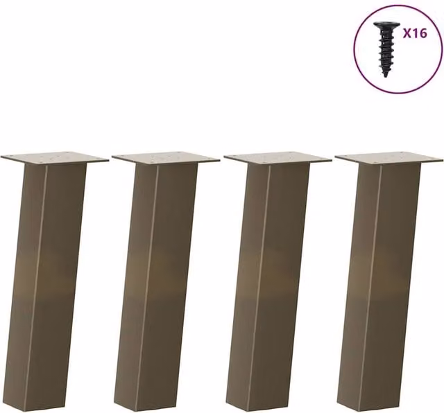 Berkfield Home Steel Coffee Table Legs, 4 Pieces, Brown, Height: 42 cm
