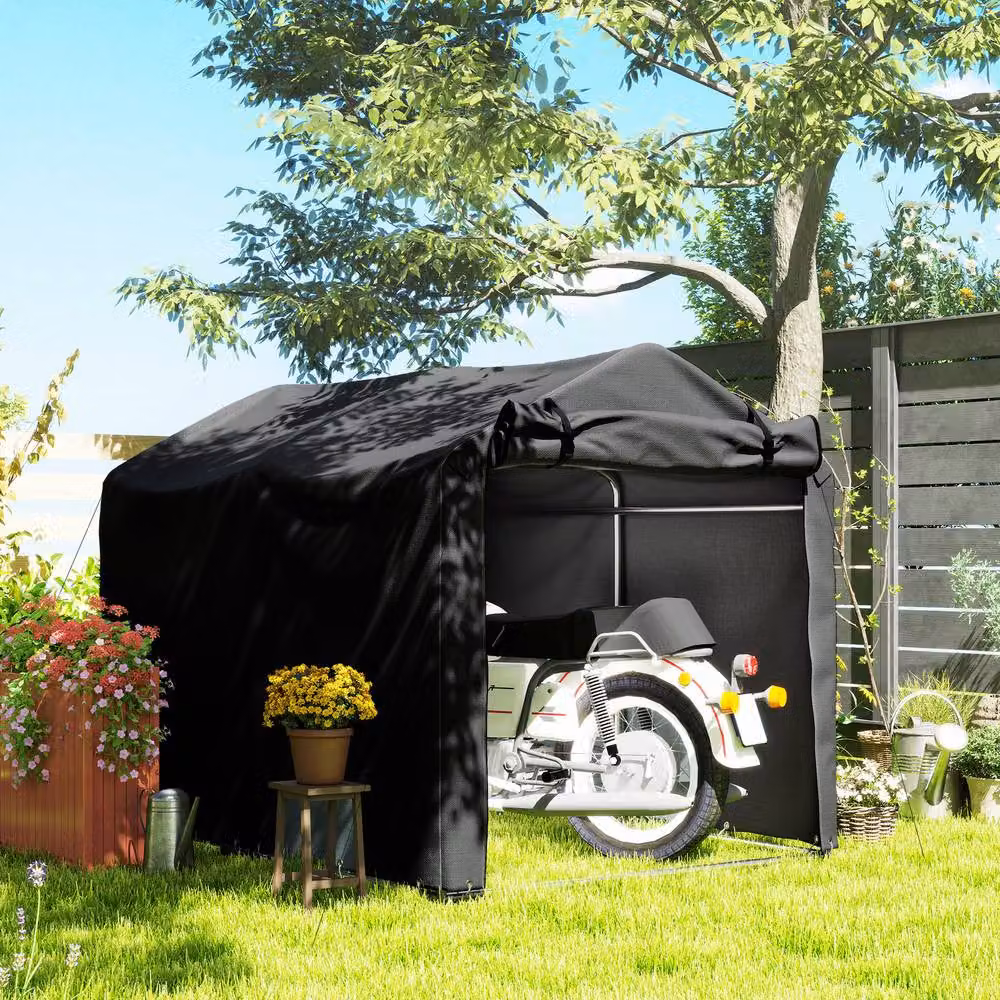 Rolipo Waterproof Garden Storage Tent with Single Zipper Door, Black, W/D/H: 220 x 160 x 220 cm – 3