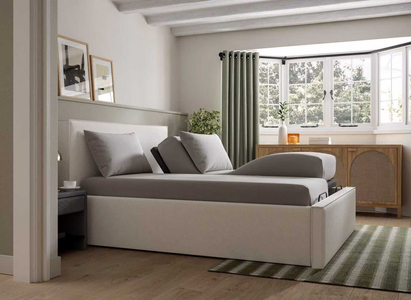 Dreams Bethany Ergomotion Adjustable Upholstered Bed Frame with USB Charging Port and Under-Bed Lighting