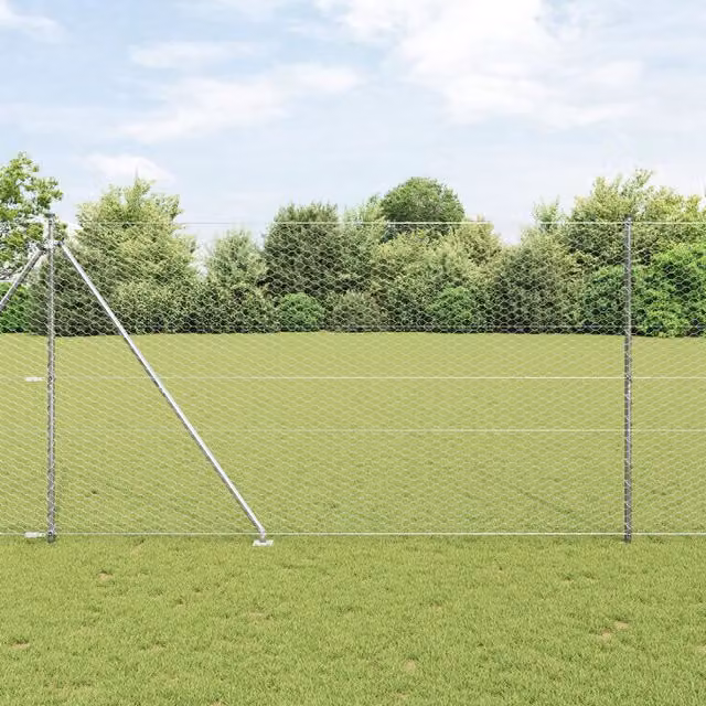Berkfield Home Silver Galvanised Steel Hexagon Fence, H: 150 cm x W: 50 m – 1