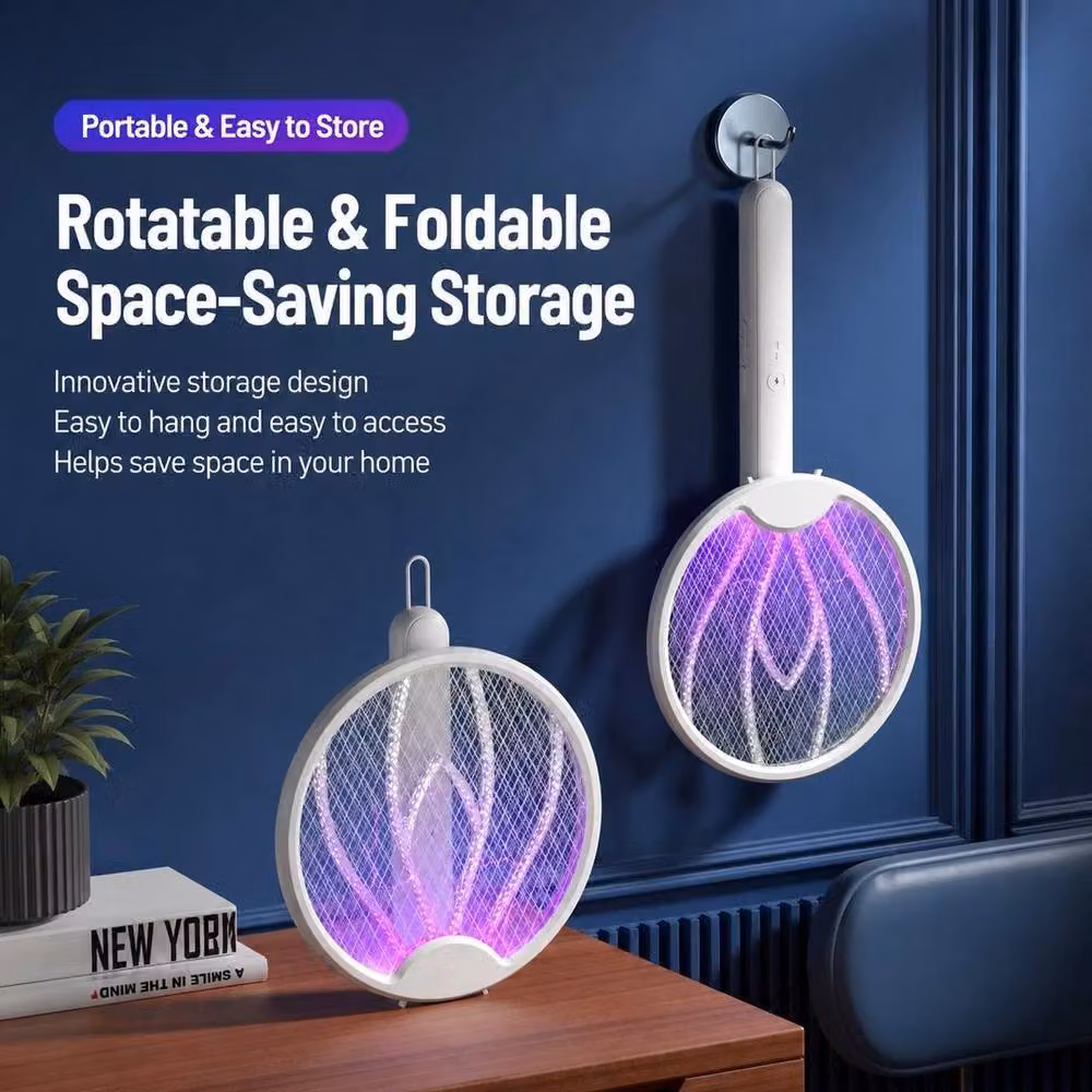 NESTLUNE Foldable Bug Zapper Racket and Fly Swatter in White – 3
