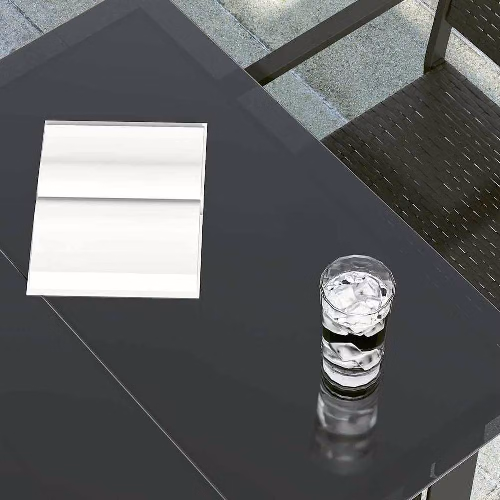 Berkfield Home Garden Dining Table in Black Steel and Glass, W/D/H: 200 x 100 x 74 cm – 2