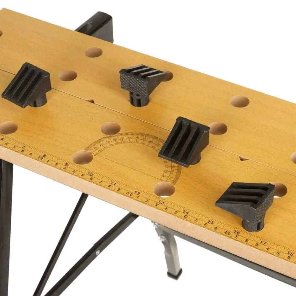NESTLUNE Folding Bamboo Trestle Work Bench in Natural Wood, W: 52 cm, D: 52 cm, H: 1000 cm – 3