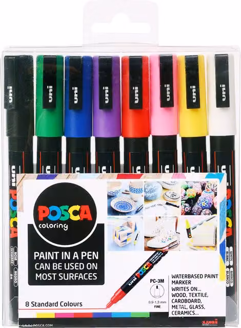Uni Posca Multicolour Fine Pigment Marker Pens