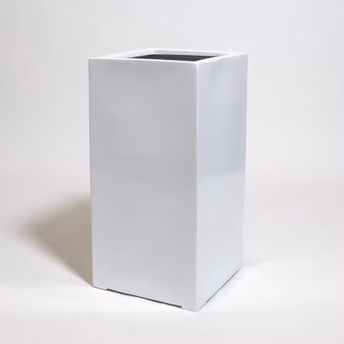Primrose White Polystone Cubic Planter, Height: 80 cm, Width: 40 cm