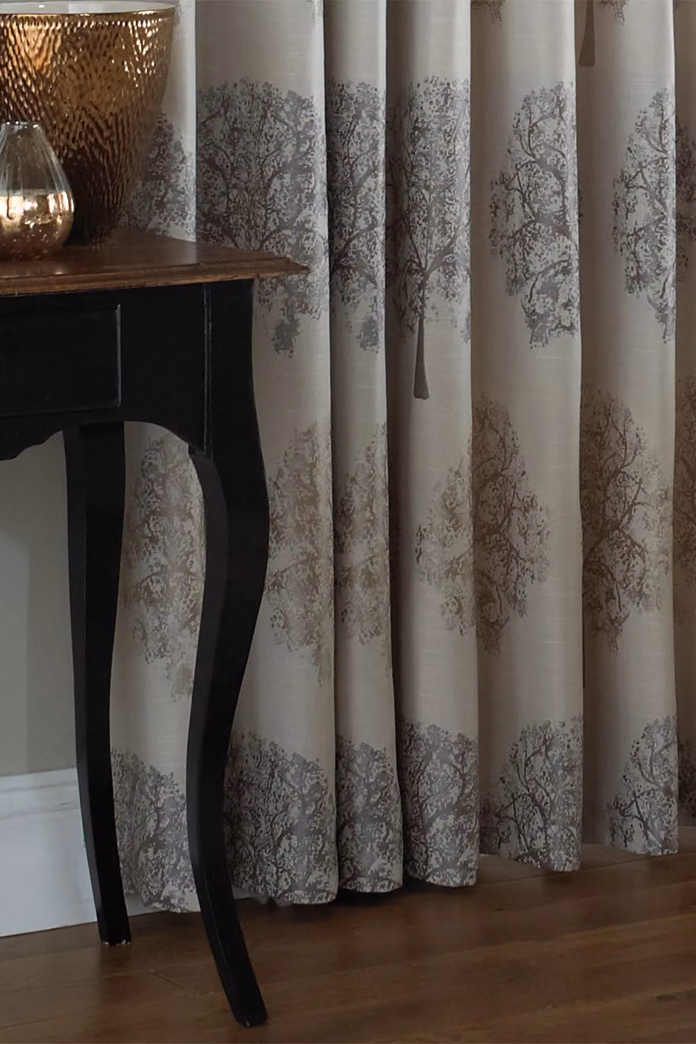 Paoletti Oakdale Silver Eyelet Curtains with Tree and Floral Motif, Width: 229 cm, Drop: 137 cm – 2