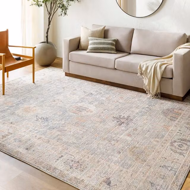 Livabliss Marlene Vintage Blue Grey Traditional Boho Living and Dining Rug, W: 200 cm, D: 280 cm