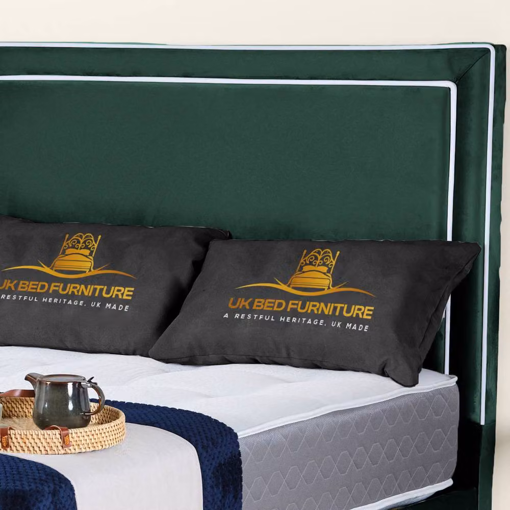 UK Bed Furniture Ariana Green Velvet Upholstered Ottoman Gas Lift Bed with 48 Inch Headboard, Size: Double (140 x 200 cm) – 2