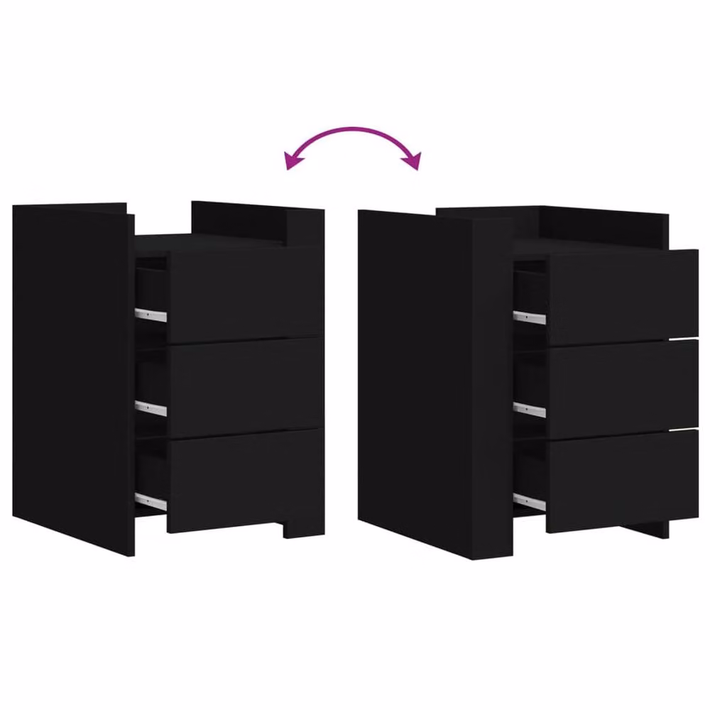 Berkfield Home Modern Black Bedside Cabinet in Engineered Wood W/D/H: 45 x 50 x 65 cm – 4