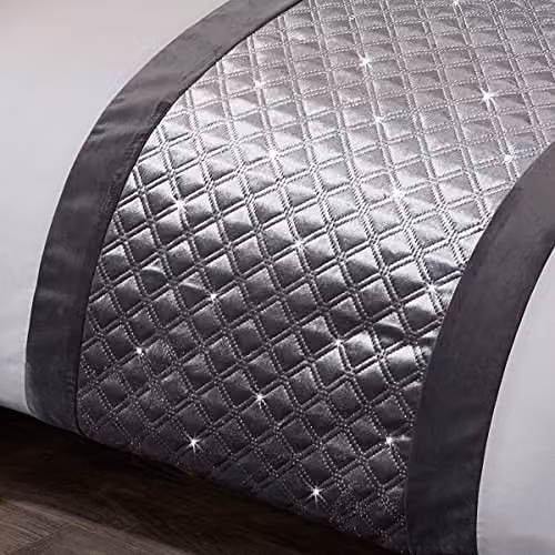 Belle Maison Hollywood Diamante Velvet Filled Square Cushion in Silver Grey – 5