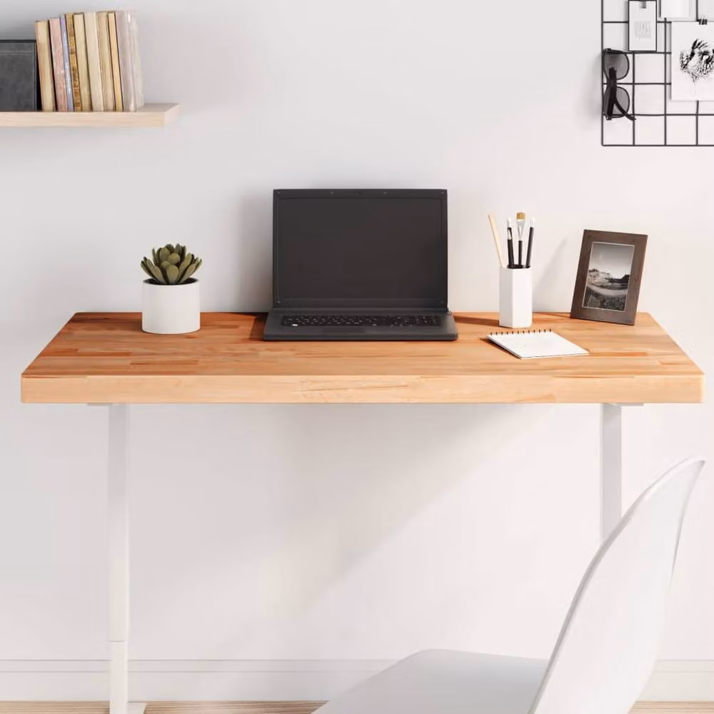 Berkfield Home Rectangular Solid Wood Beech Table Top, Light Brown, W: 100 cm, D: 60 cm, H: 4 cm – 2