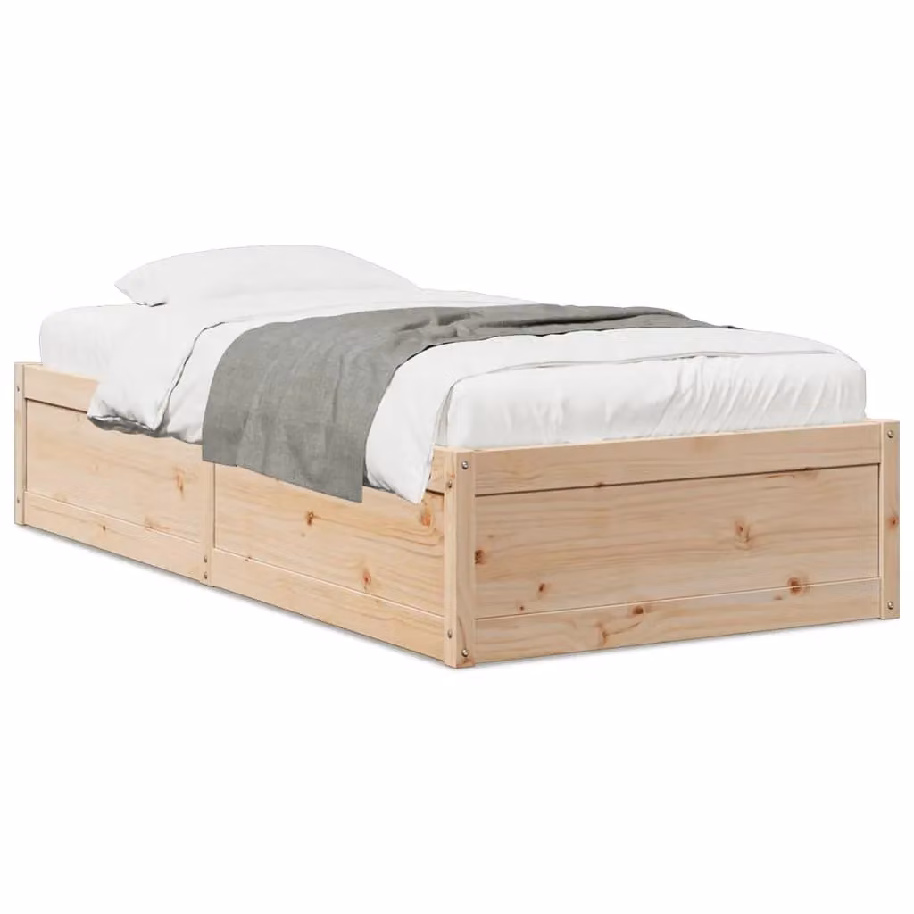 Berkfield Home Small Single Solid Wood Pine Bed Frame, Brown, W/D/H: 75 x 190 cm – 2
