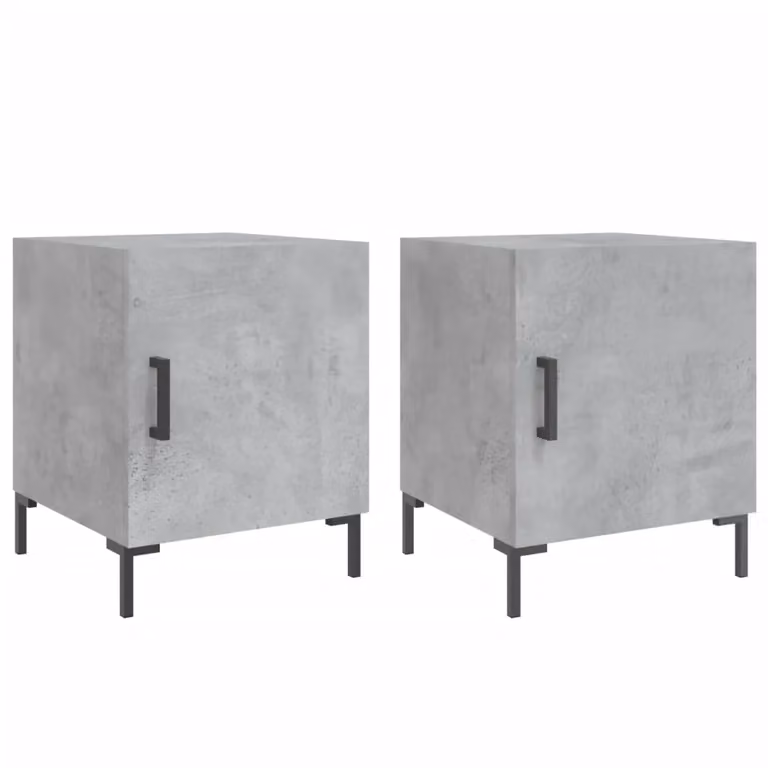 Berkfield Home Set of 2 Modern Bedside Cabinets in Concrete Grey, W/D/H: 40 x 40 x 50 cm