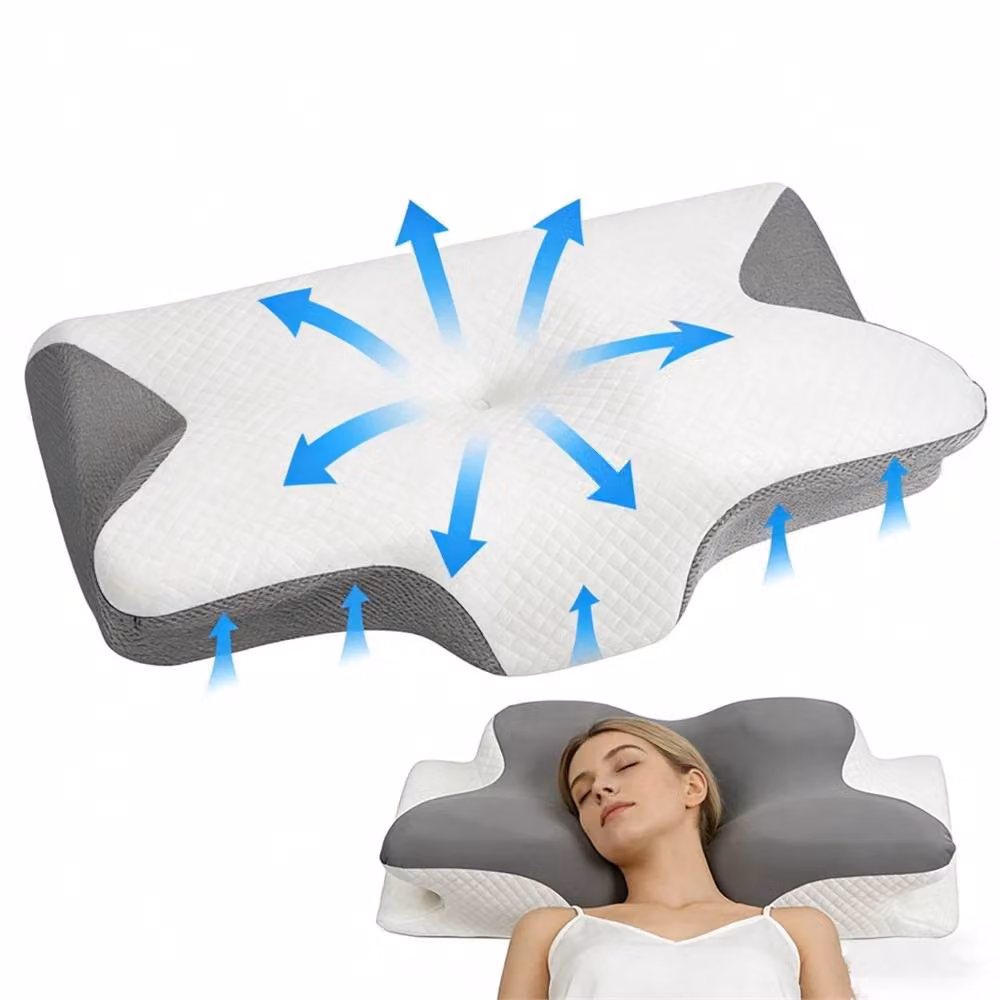 Nordara Style A Ergonomic Memory Foam Cervical Pillow for Neck Pain Support in Grey, Cot Size – 2