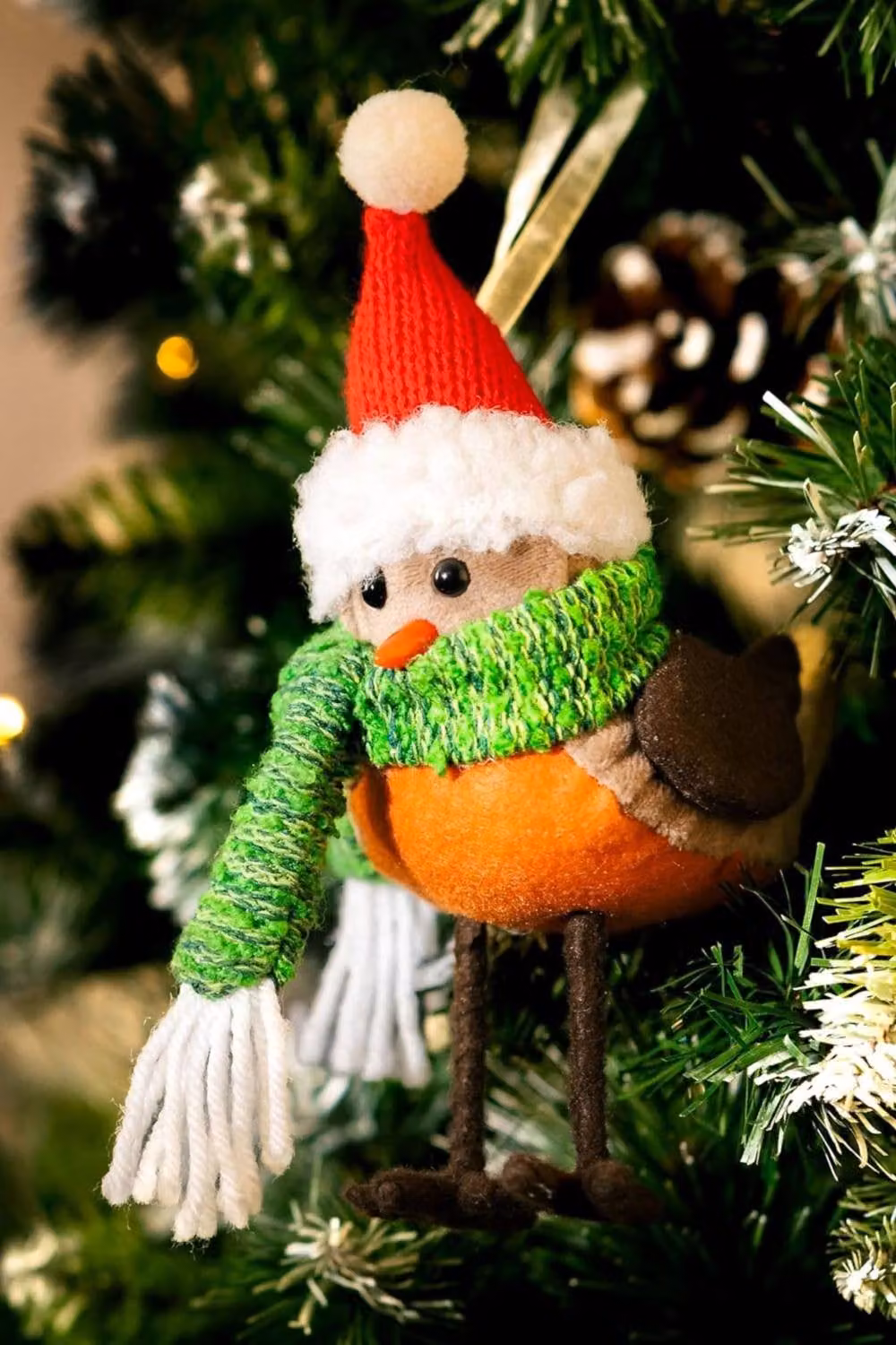 Marco Paul Robin Bird Christmas Tree Bauble in Multicolour Textile – 3