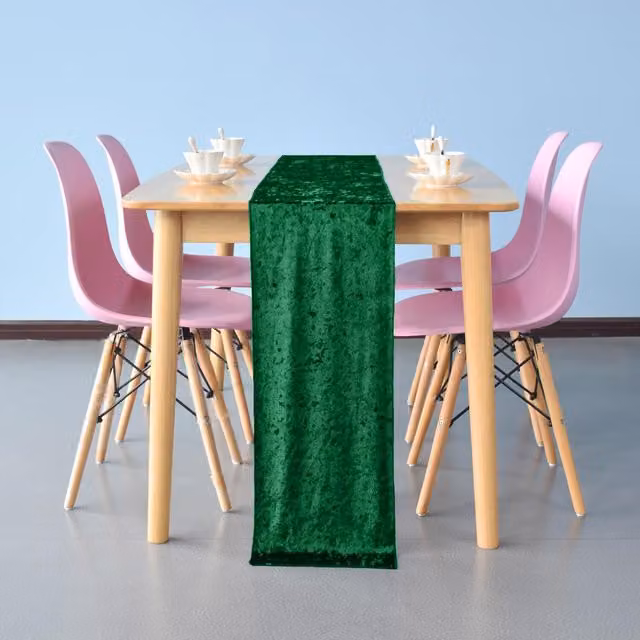 Trimming Shop Emerald Green Diamond Velvet Rectangular Table Runner