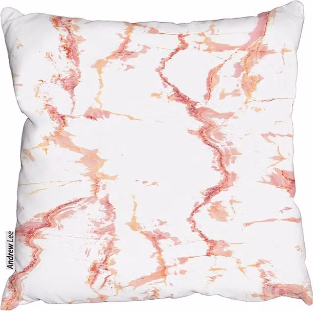 Andrew Lee Pink Marble Graphic Square Cushion, W/D/H: 60 x 60 x 1 cm