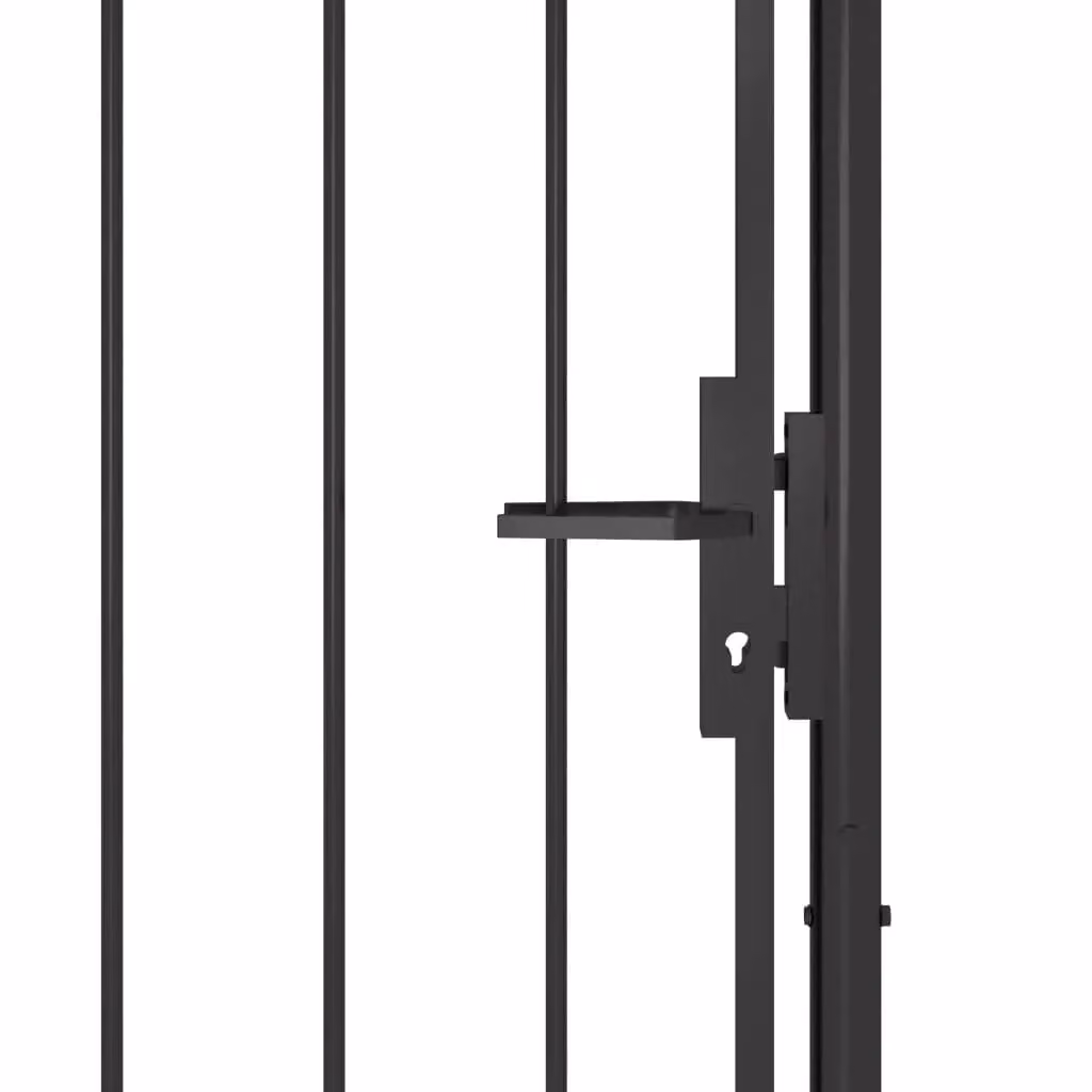 Berkfield Home Black Steel Swing Garden Gate, W: 2.5 m, H: 1.0 m – 3