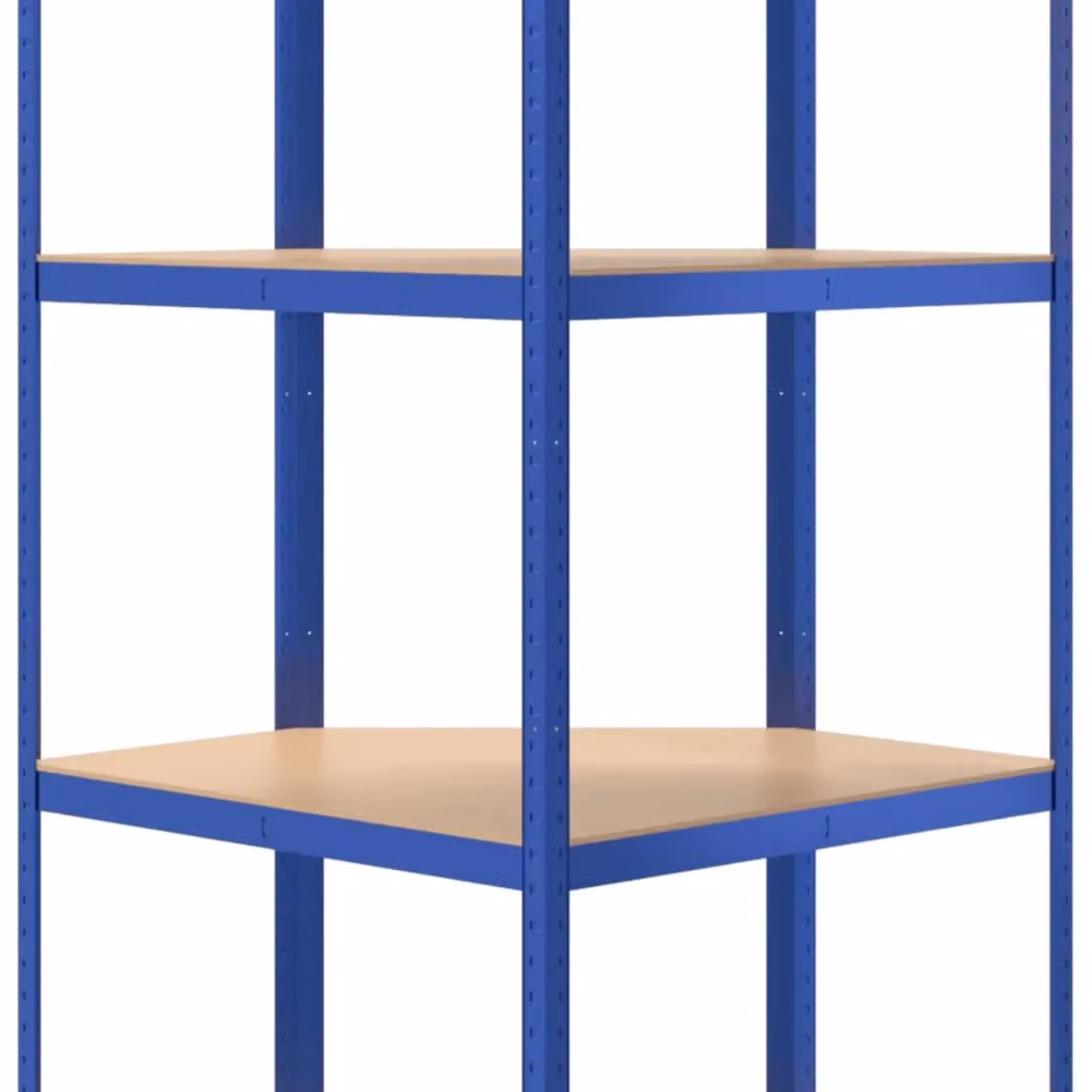 Berkfield Home 4-Layer Corner Shelf in Blue Steel and Engineered Wood with Adjustable Shelves – 3