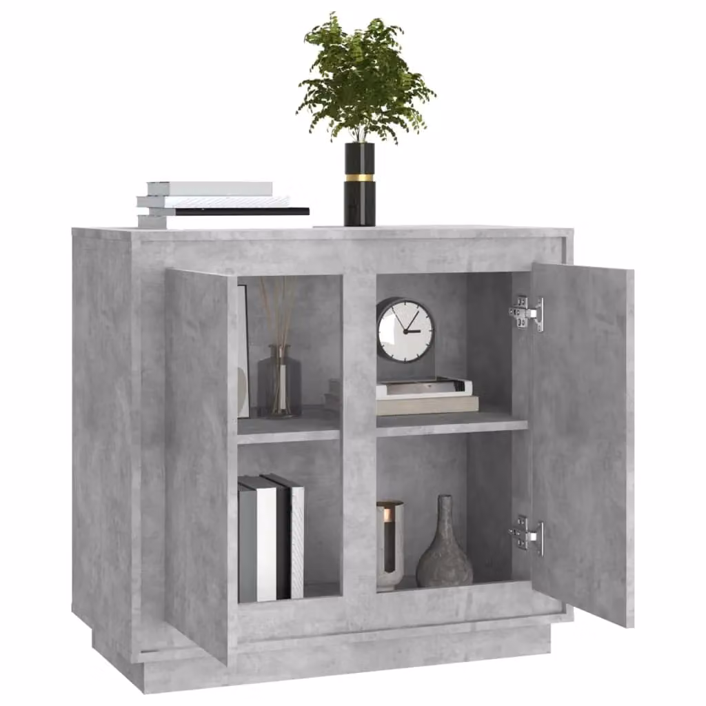 Berkfield Home Sideboard in Concrete Grey, W/D/H: 80 x 34 x 75 cm – 2