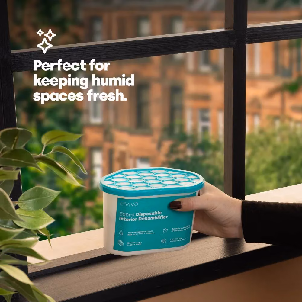 LIVIVO Disposable Interior Dehumidifiers, 500ml, 10-Pack, Transparent and White – 4
