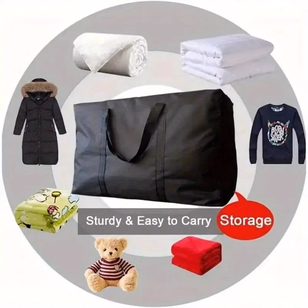 Kelvenix 4 Pack Extra Large 180L Oxford Fabric Storage Bags with Handles in Black – 3