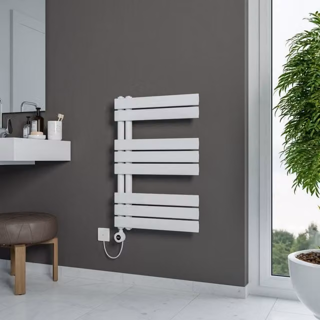 Agadon Lola Open Electric Designer Towel Radiator in White, W: 50 cm, H: 75 cm – 1