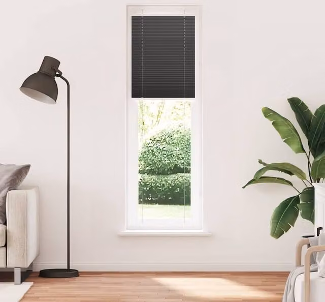 Berkfield Home Single Pleat Black Polyester Semi-Transparent Corded Blind W: 60 cm, H: 200 cm