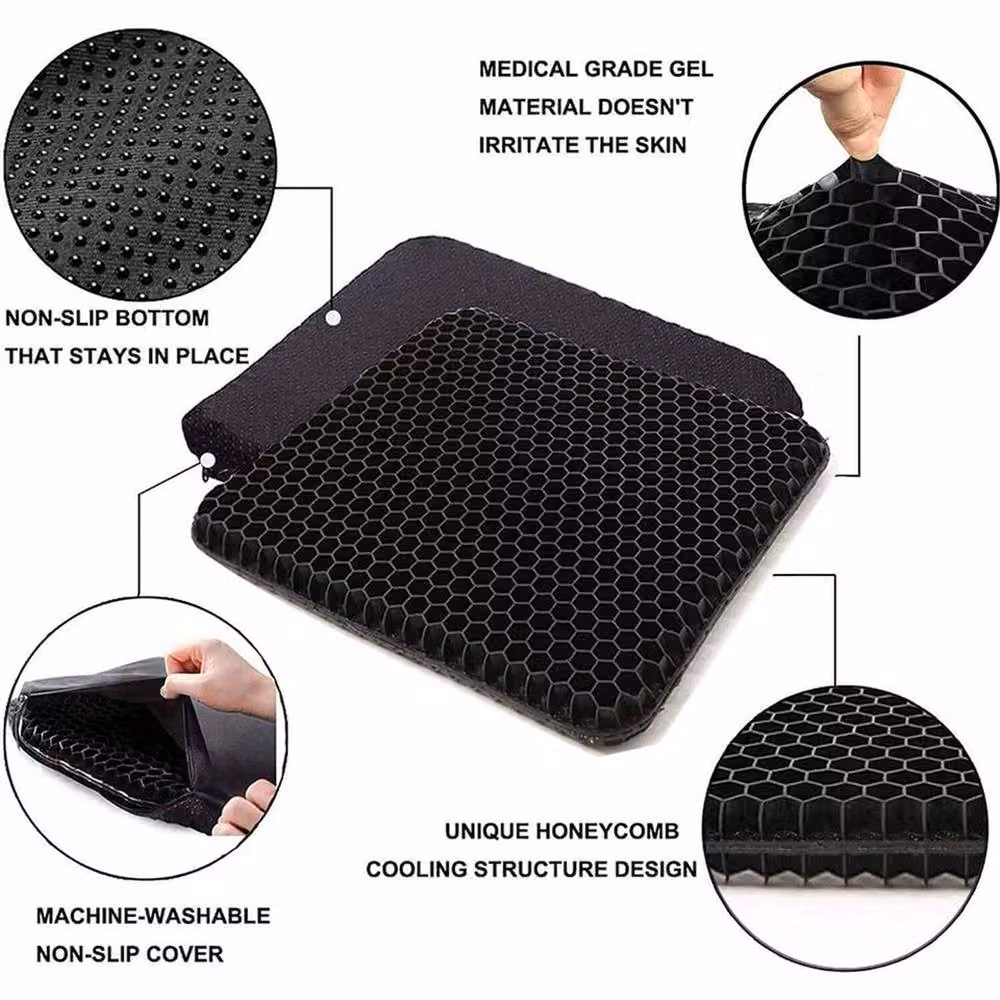 NESTLUNE Breathable Double Thick Gel Seat Cushion Pillow in Black, W/D: 120 x 120 cm – 2