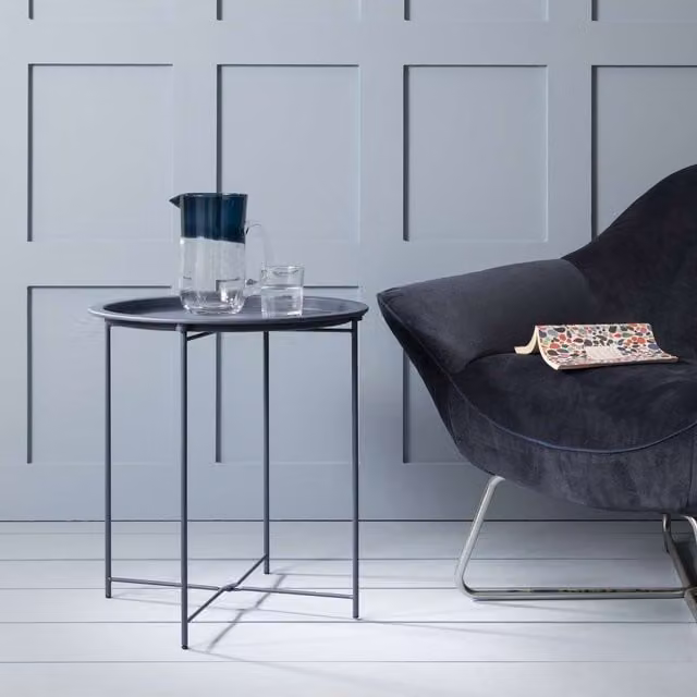 Noa and Nani Modern Square Metal Side Table in Matt Blue