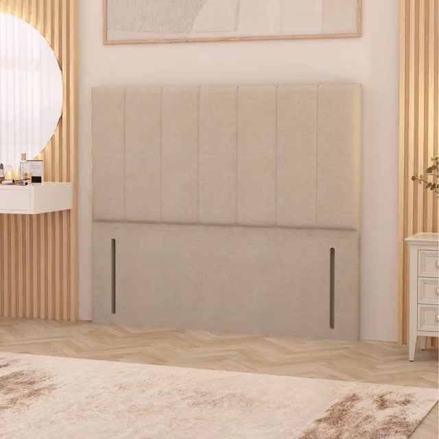 Somnior Beds Ltd Austin Tweed Fabric 54 Inch Floor Standing Upholstered Headboard in Natural Beige and Yellow, King Size