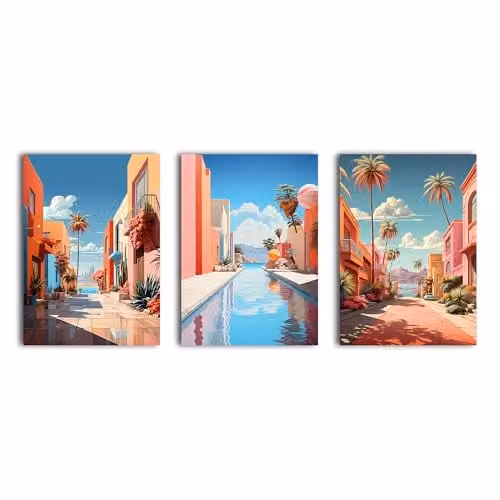 Simpa Paradise Road 3 Panel Multicolour Canvas Wall Art – 1