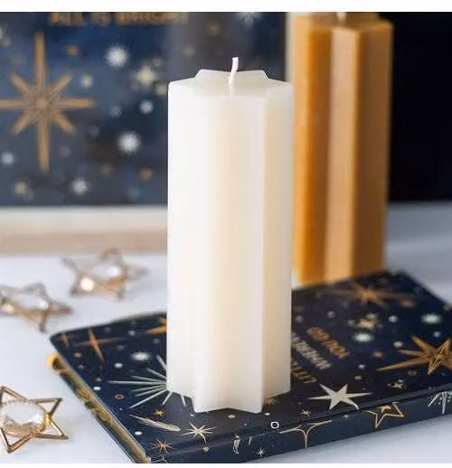 KDMD Cream Starry Night Star Shaped Taper Candle in White – 1